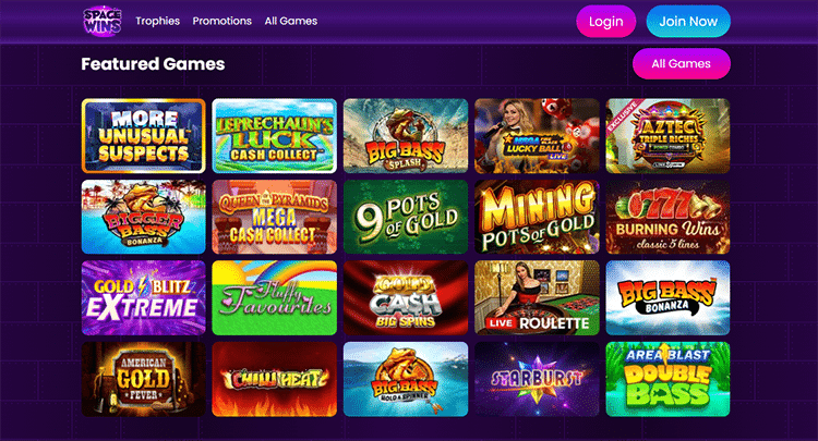 space wins casino games