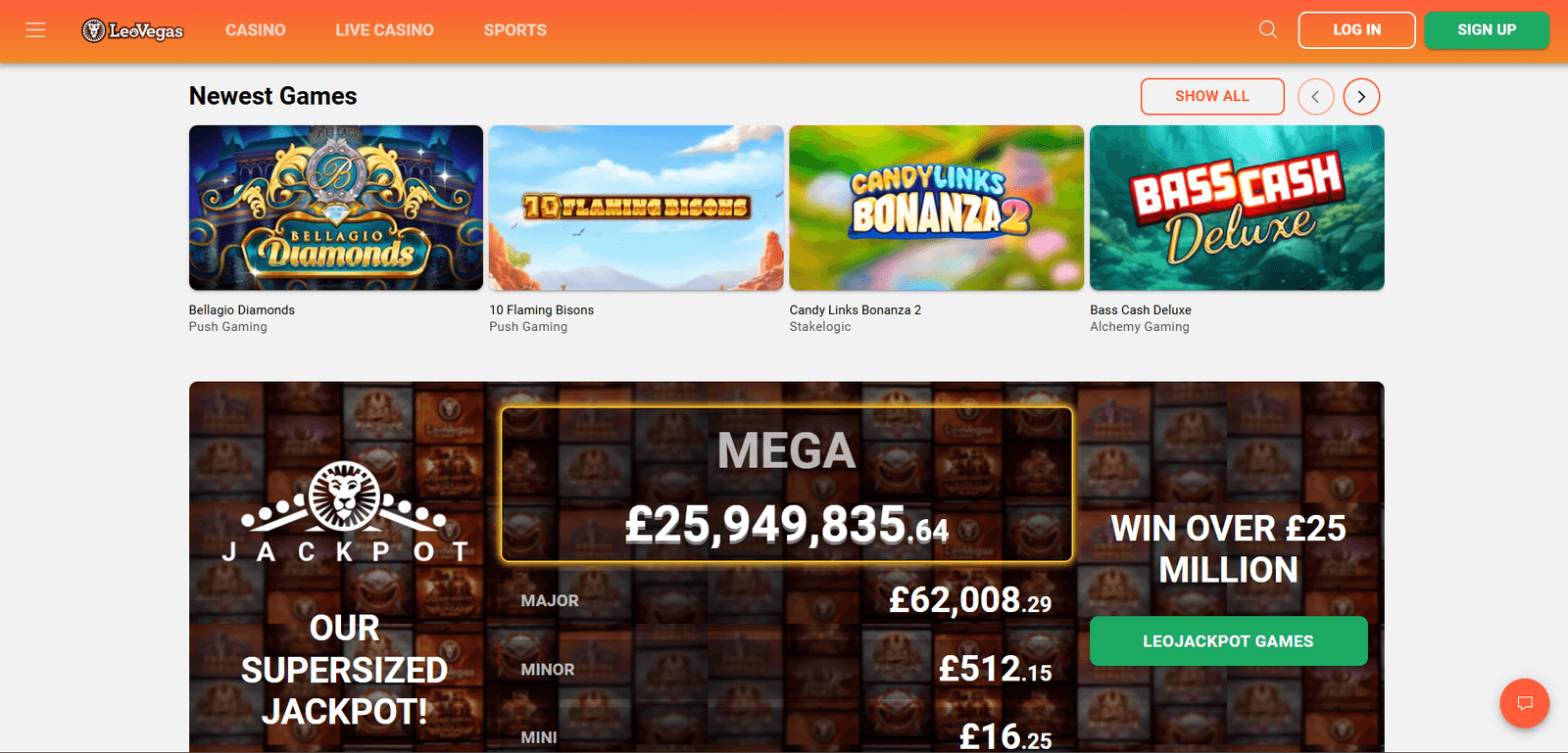 LeoVegas Games & Providers