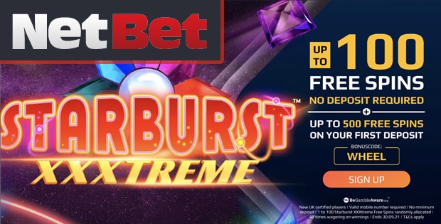 NetBet Casino: 25 Free Spins No Deposit on Starburst XXXtreme