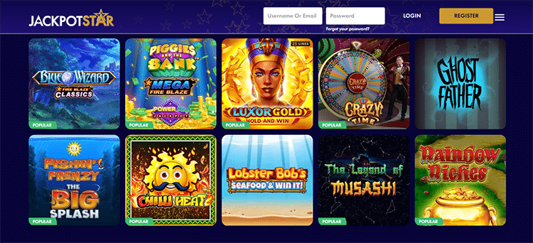 jackpotstar casino games